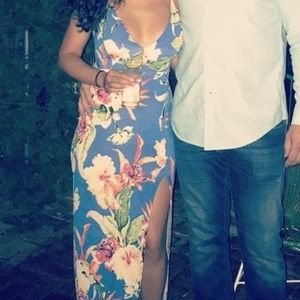 Tropical print maxi dress